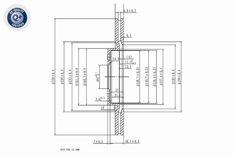 VAICO V20-40042 Bremsscheibe Vorderachse für BMW