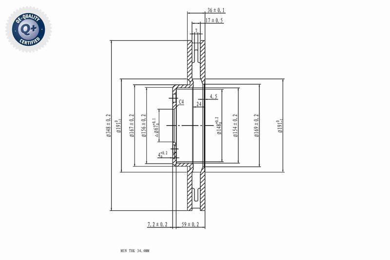 VAICO V20-40043 Bremsscheibe Vorderachse für BMW