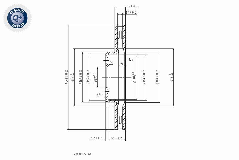 VAICO V20-40044 Bremsscheibe Vorderachse für BMW