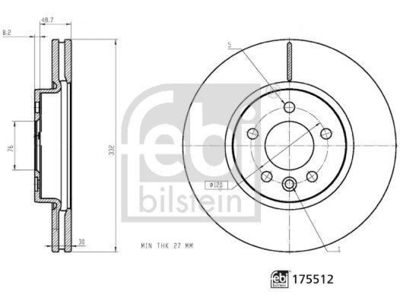 FEBI BILSTEIN 175512 Bremsscheibe für VW-Audi