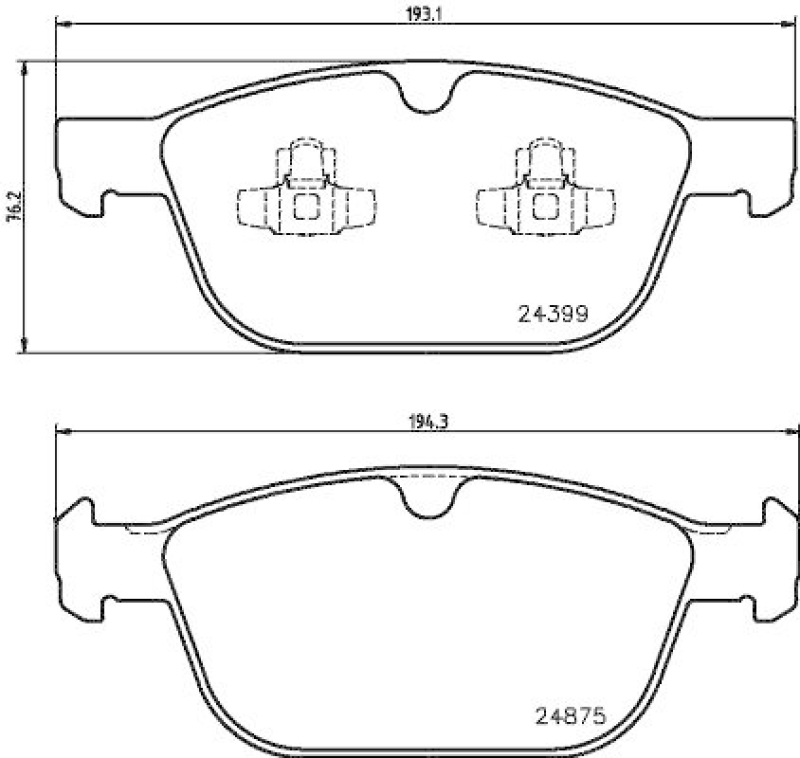 HELLA 8DB 355 014-541 Bremsbelagsatz, Scheibenbremsbelag für VOLVO