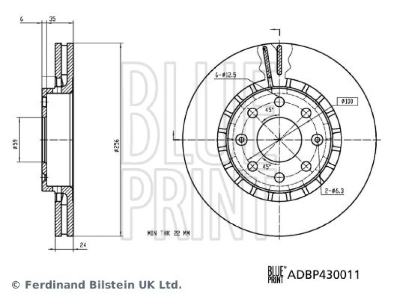 BLUE PRINT ADBP430011 Bremsscheibe für CHEVROLET/DAEWOO