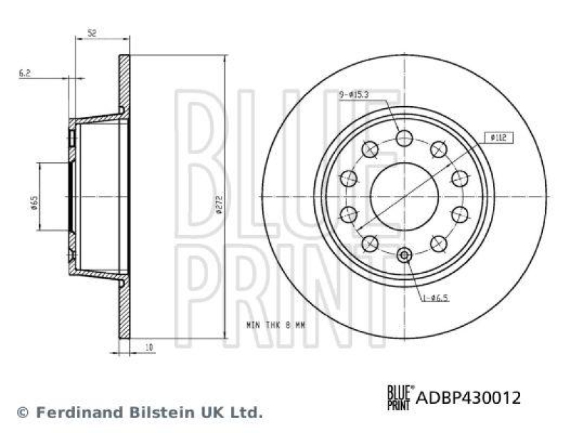 BLUE PRINT ADBP430012 Bremsscheibe für VW-Audi