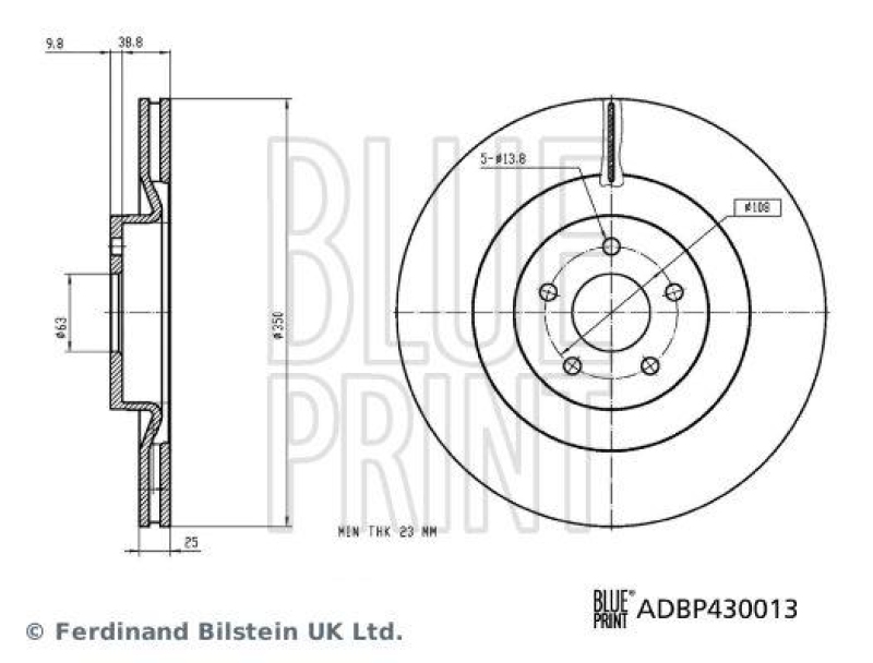 BLUE PRINT ADBP430013 Bremsscheibe für Ford Pkw