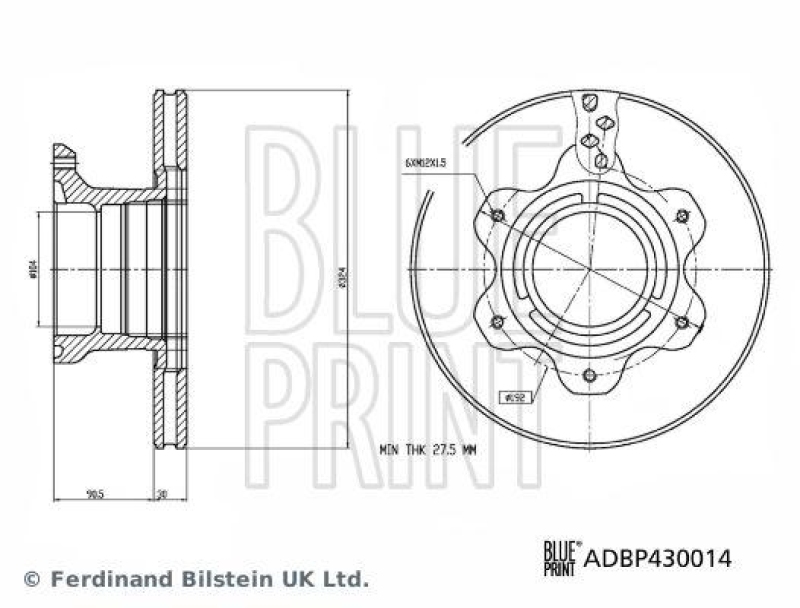 BLUE PRINT ADBP430014 Bremsscheibe für Mercedes-Benz PKW