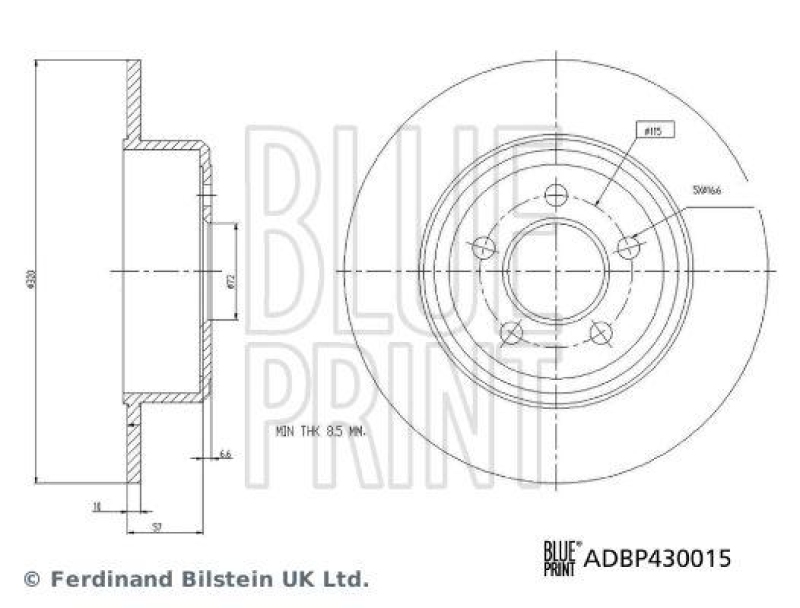 BLUE PRINT ADBP430015 Bremsscheibe für Chrysler