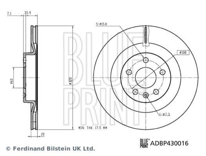 BLUE PRINT ADBP430016 Bremsscheibe für VOLVO PKW