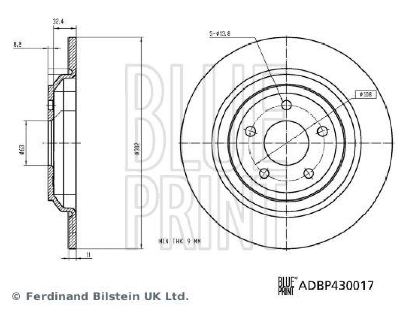 BLUE PRINT ADBP430017 Bremsscheibe für Ford Pkw