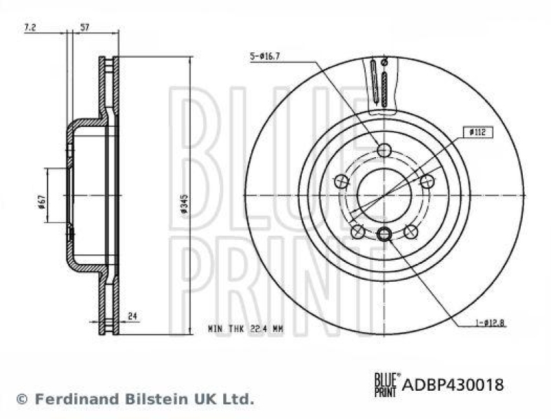 BLUE PRINT ADBP430018 Bremsscheibe für BMW