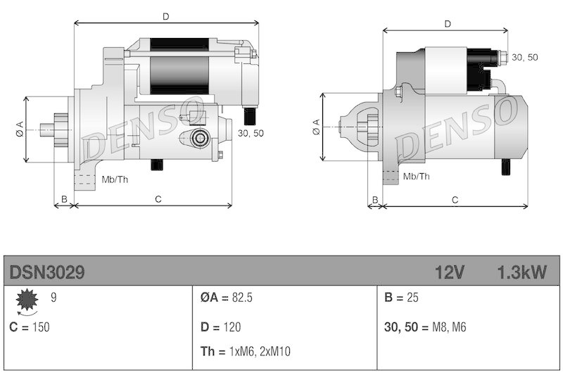 DENSO DSN3029 Starter MERCEDES-BENZ C-CLASS (W202) C 180 (202.018) (93-00)