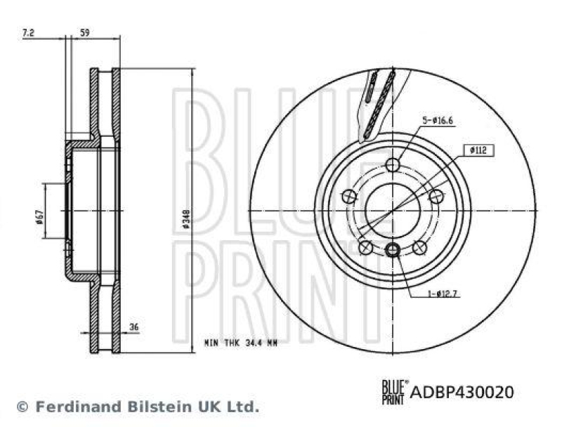 BLUE PRINT ADBP430020 Bremsscheibe für BMW