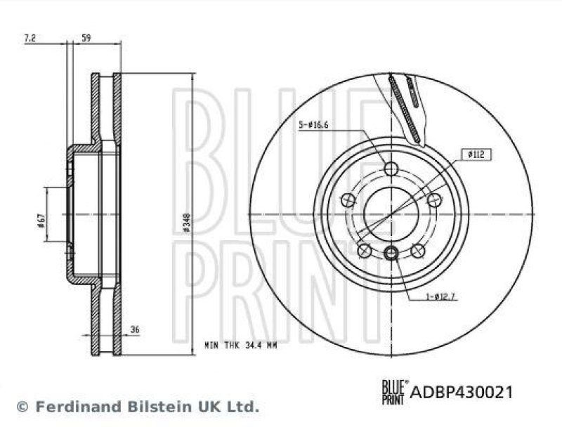 BLUE PRINT ADBP430021 Bremsscheibe für BMW