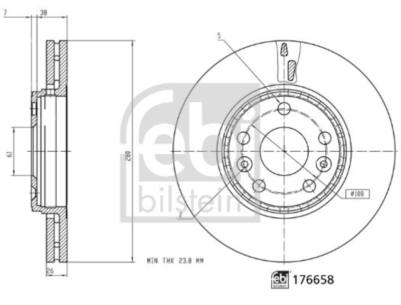 FEBI BILSTEIN 176658 Bremsscheibe für Renault