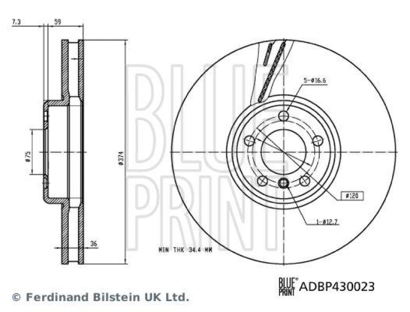 BLUE PRINT ADBP430023 Bremsscheibe für BMW