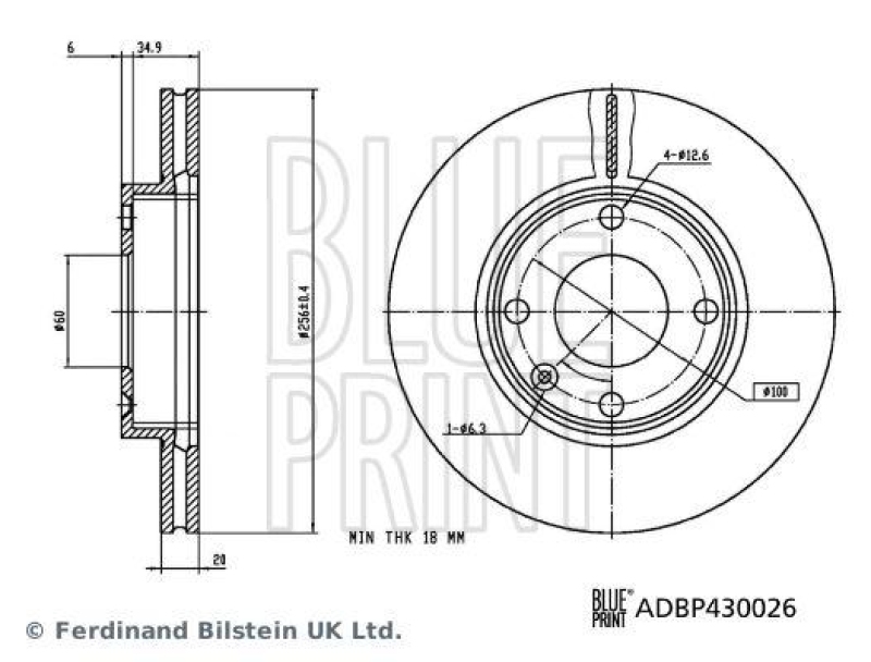 BLUE PRINT ADBP430026 Bremsscheibe für Opel PKW