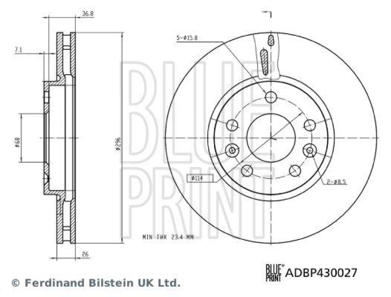 BLUE PRINT ADBP430027 Bremsscheibe für Renault