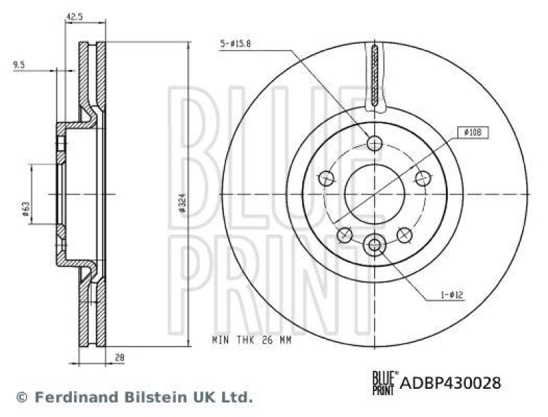 BLUE PRINT ADBP430028 Bremsscheibe für VOLVO PKW