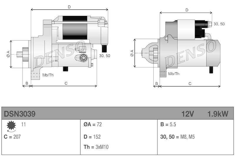 DENSO DSN3039 Starter PEUGEOT BOXER Van 2.0 BlueHDi 130 (15-)