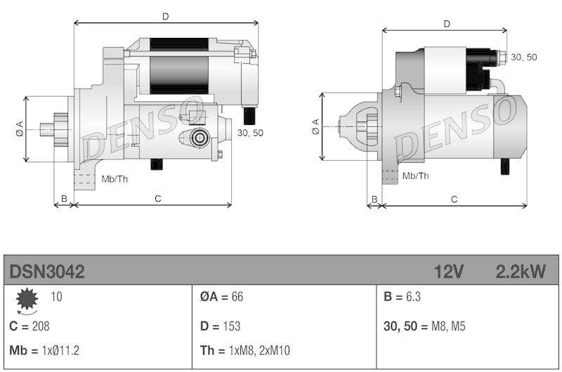 DENSO DSN3042 Starter OPEL VIVARO A Van (X83) 2.5 CDTI (06-14)