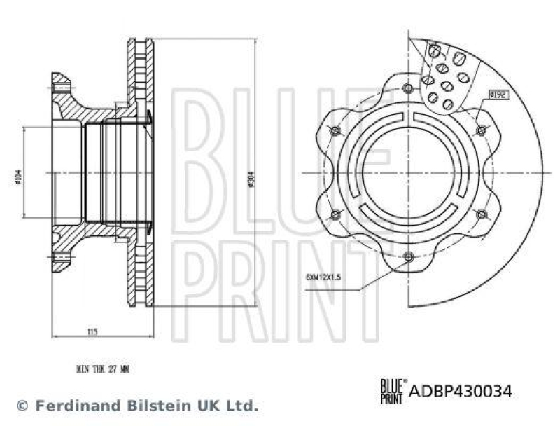 BLUE PRINT ADBP430034 Bremsscheibe für Mercedes-Benz PKW