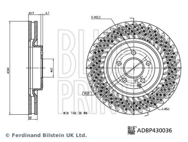 BLUE PRINT ADBP430036 Bremsscheibe für Mercedes-Benz PKW