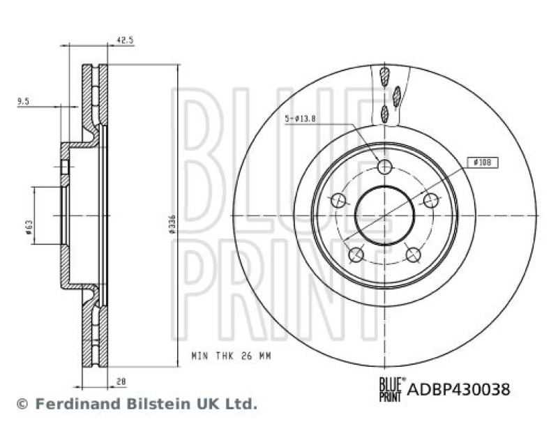 BLUE PRINT ADBP430038 Bremsscheibe für Ford Pkw