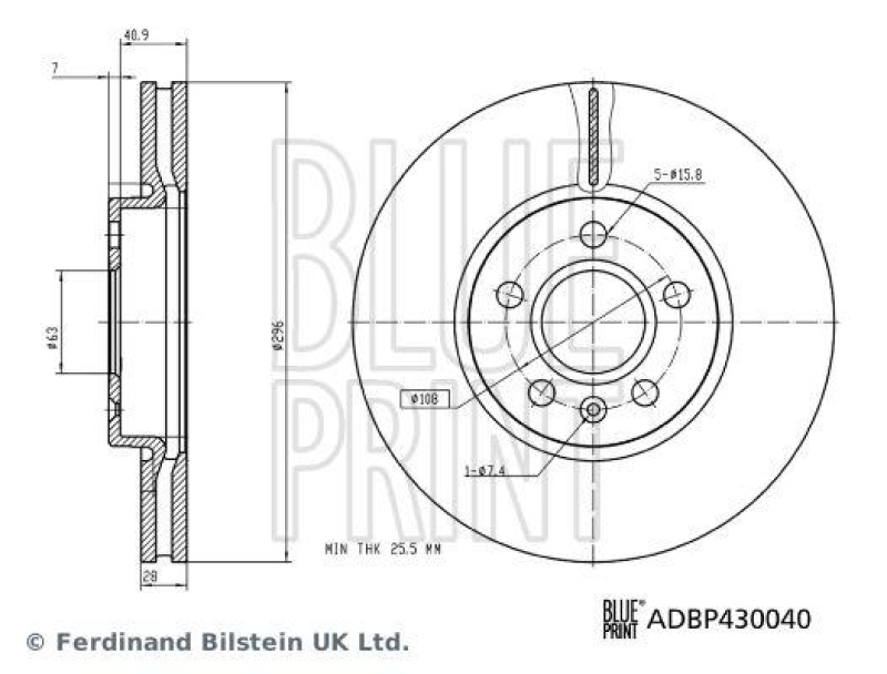 BLUE PRINT ADBP430040 Bremsscheibe für VOLVO PKW