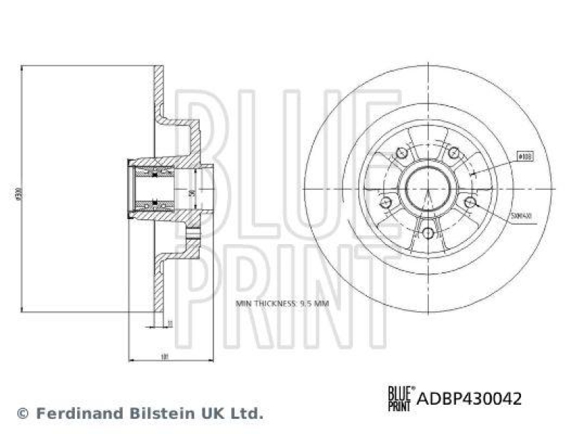 BLUE PRINT ADBP430042 Bremsscheibe mit Radlager und ABS-Impulsring für Renault