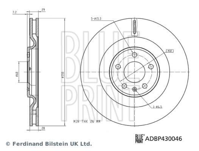 BLUE PRINT ADBP430046 Bremsscheibe für VW-Audi