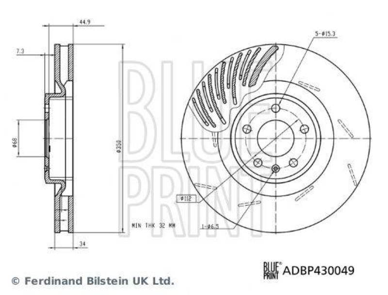 BLUE PRINT ADBP430049 Bremsscheibe für Porsche