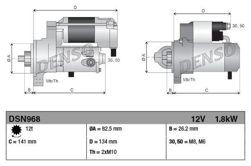 DENSO DSN968 Starter Mercedes C200/C220/E200/E220, Sprinter Bj. 2007-2009