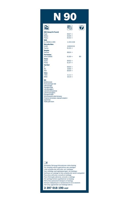 BOSCH 3 397 018 190 Wischblatt N90 Twin Scheibenwischer 900 mm vorne