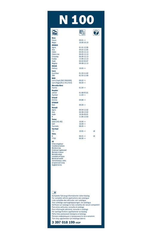 BOSCH 3 397 018 199 Wischblatt N100 Twin Scheibenwischer 1000 mm