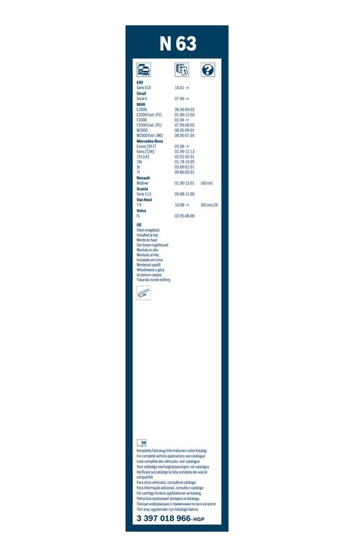 BOSCH 3 397 018 966 Wischblatt N63 Twin Scheibenwischer 600 mm vorne