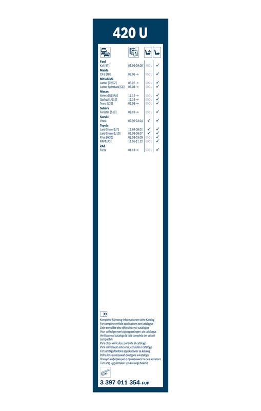 BOSCH 3 397 011 354 Wischblatt 420U Twin Scheibenwischer 425 mm vorne