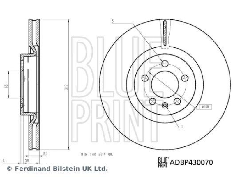 BLUE PRINT ADBP430070 Bremsscheibe für VW-Audi