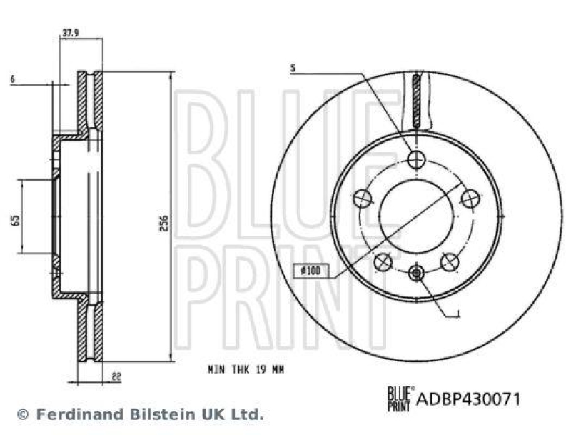 BLUE PRINT ADBP430071 Bremsscheibe für VW-Audi