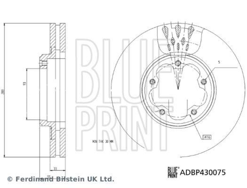 BLUE PRINT ADBP430075 Bremsscheibe für Ford Pkw