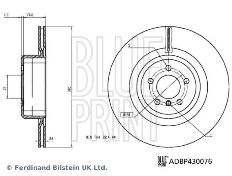 BLUE PRINT ADBP430076 Bremsscheibe für BMW