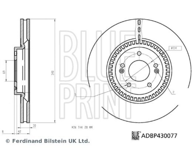 BLUE PRINT ADBP430077 Bremsscheibe für HYUNDAI