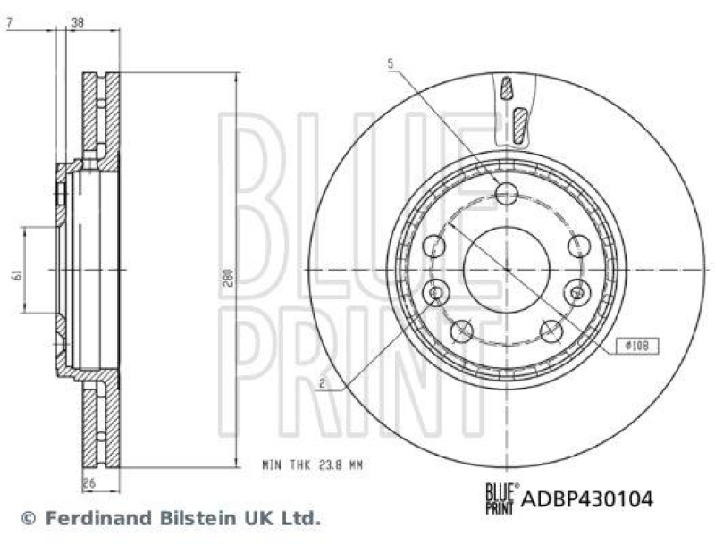 BLUE PRINT ADBP430104 Bremsscheibe für Renault