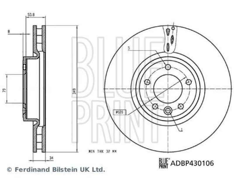 BLUE PRINT ADBP430106 Bremsscheibe für Land Rover