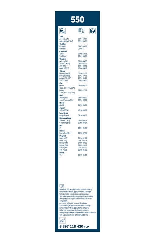 BOSCH 3 397 118 420 Wischblatt 550 Twin Scheibenwischer 550/550 mm