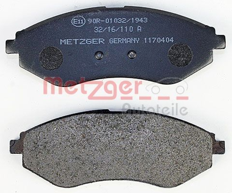 METZGER 1170404 Bremsbelagsatz, Scheibenbremse WVA 23 974