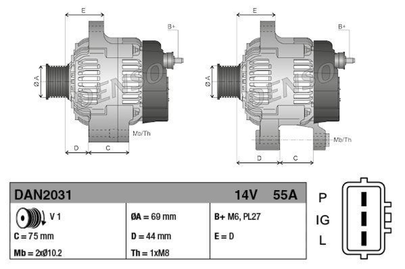 DENSO DAN2031 Generator CATERPILLAR INDUSTRIEANWENDUNGEN