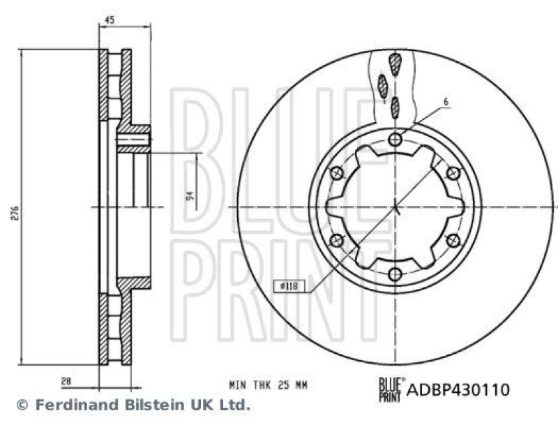 BLUE PRINT ADBP430110 Bremsscheibe für NISSAN