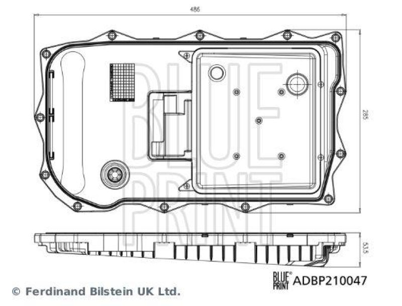 BLUE PRINT ADBP210047 Ölwanne für Automatikgetriebe, mit integriertem Filter, Ölablassschraube und Schrauben für BMW