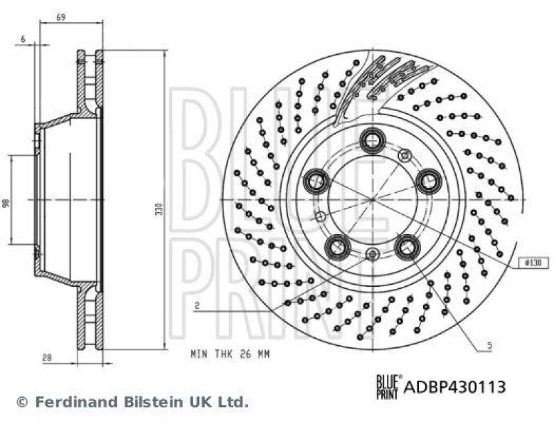 BLUE PRINT ADBP430113 Bremsscheibe für Porsche