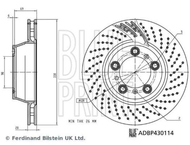 BLUE PRINT ADBP430114 Bremsscheibe für Porsche