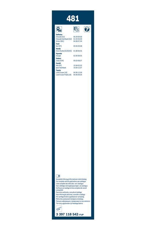 BOSCH 3 397 118 542 Wischblatt 481 Twin Scheibenwischer 475/450 mm vorne